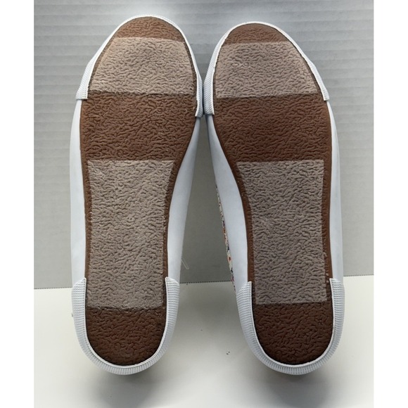 Old Navy Neutral Floral Canvas Vulc Sneakers Women 10 Cream Pink Flowers Lace Up - Picture 6 of 8